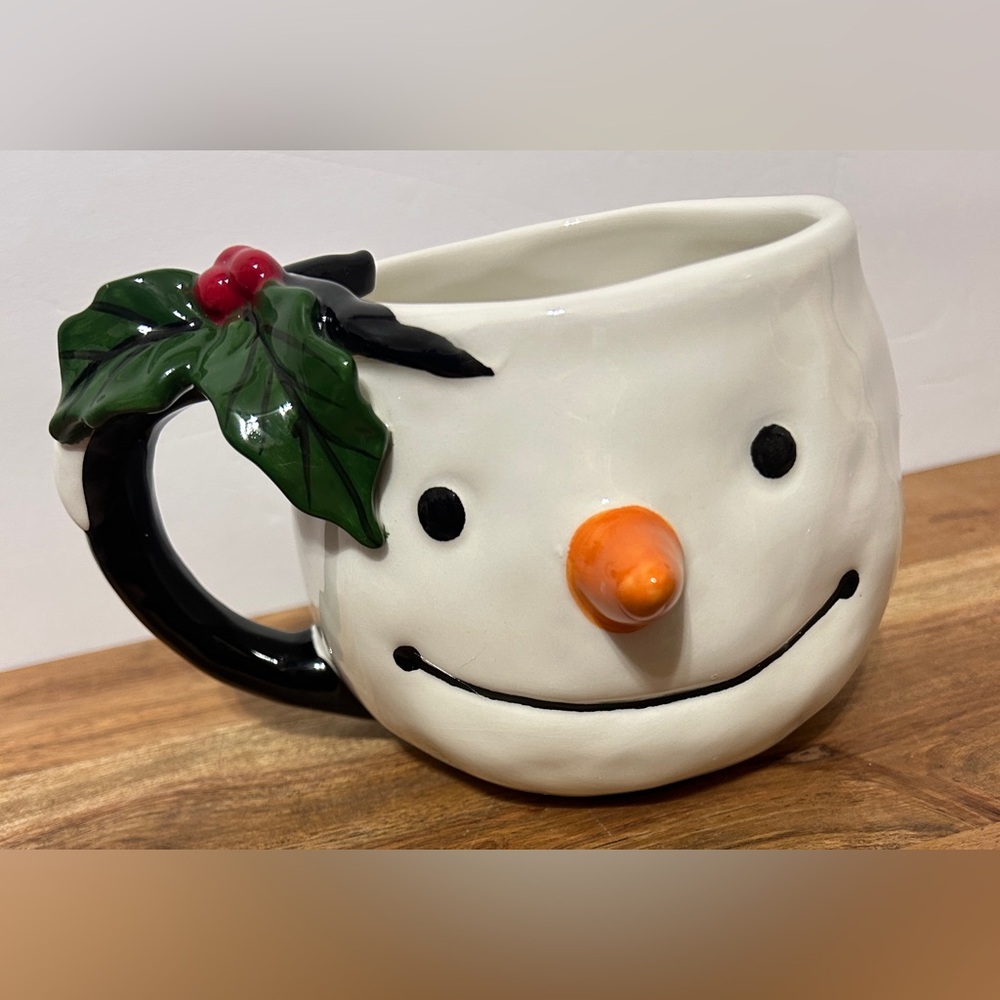 Sleigh Bell Bistro Snowman Coffee Mug Ceramic Christmas 19oz. NEW